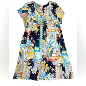 ORIENTIQUE Naturally Australian  Organic Cotton Colorful Crinkle Dress Pockets